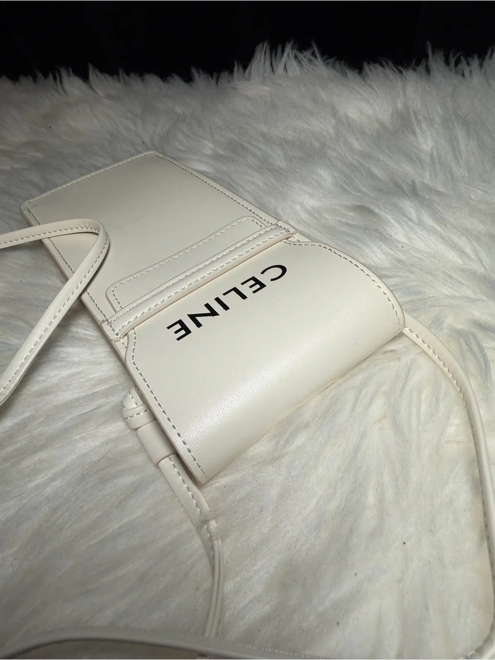 Celine White Leather Crossbody Phone Pouch